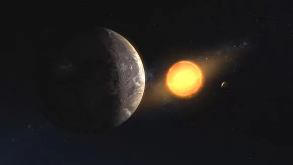 иллюстрация планеты Kepler-1649c, вращающейся вокруг своей ведущей звезды Kepler-1649